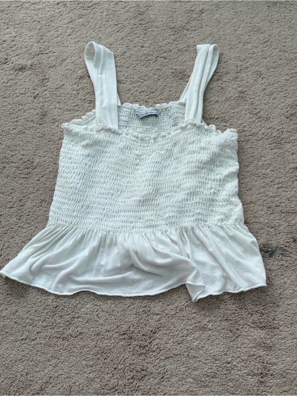 Urban Outfitters White Smocked Ruffle Camisole